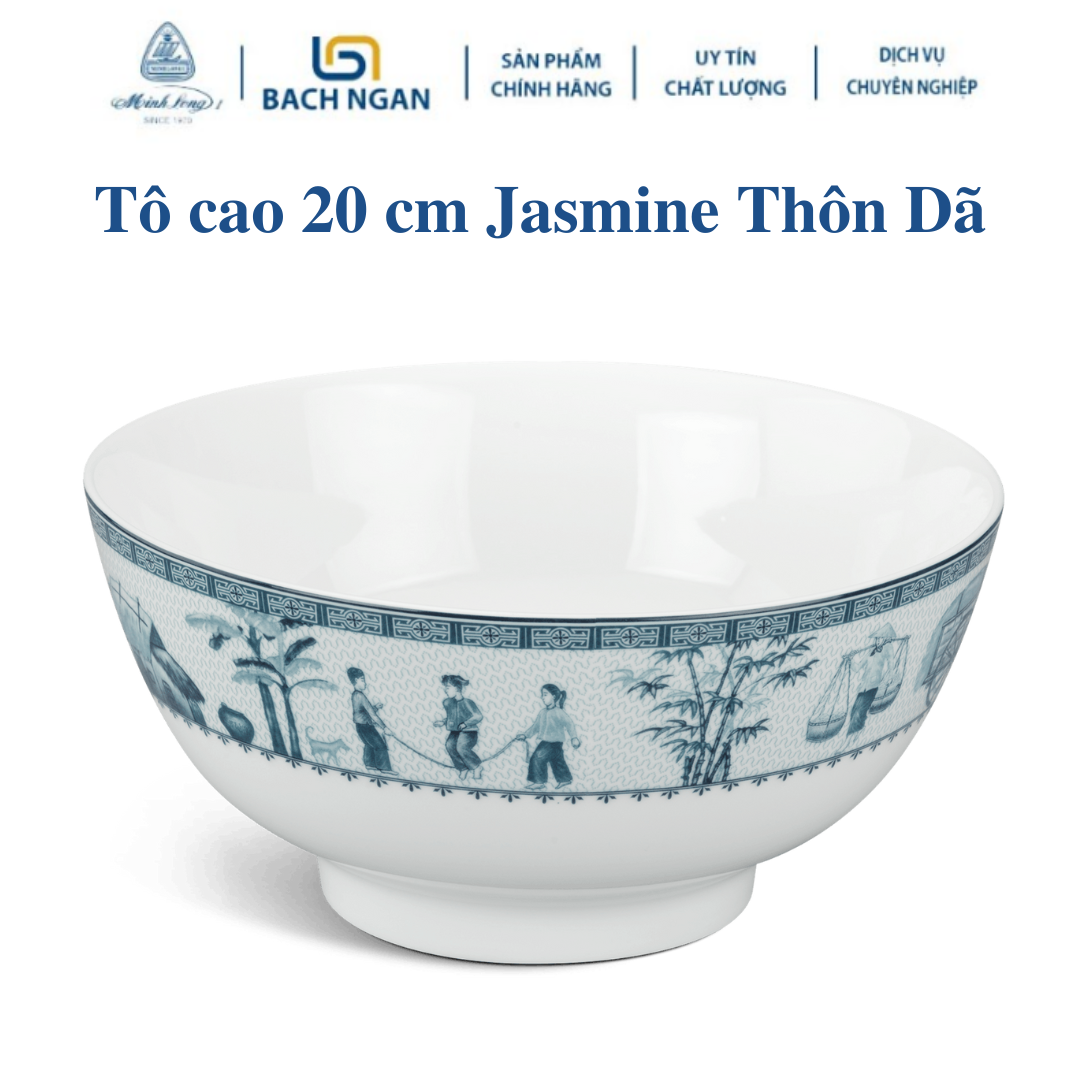 Tô cao Minh Long 20 cm Jasmine Thôn Dã - Bằng sứ, Hàng Đẹp, Cao Cấp, Dùng Trong Gia Đình, Đãi Khách, Tặng Quà Tân Gia