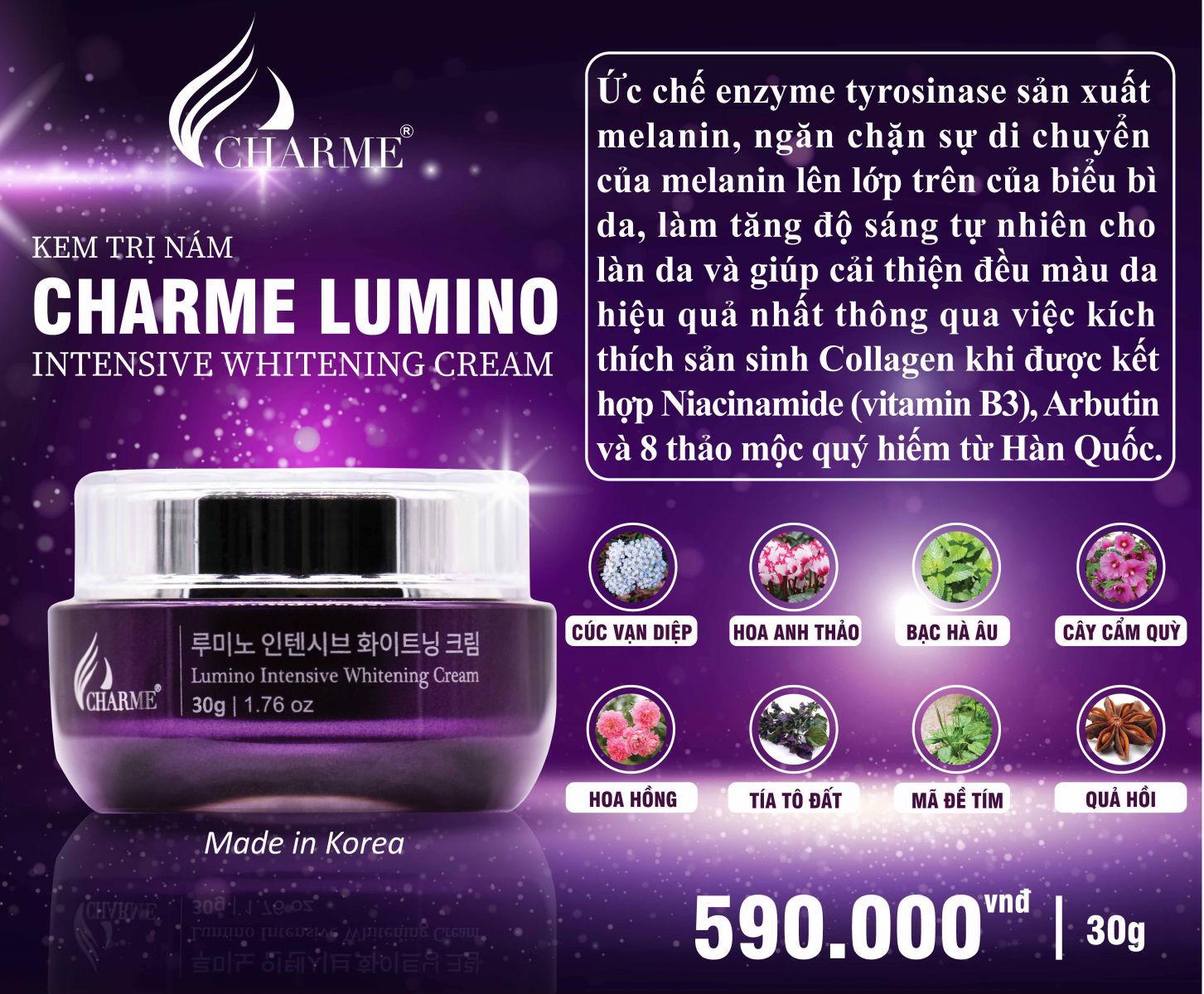 Kem Ngừa Nám Trắng Da Lumino Charme Hàn Quốc 30g