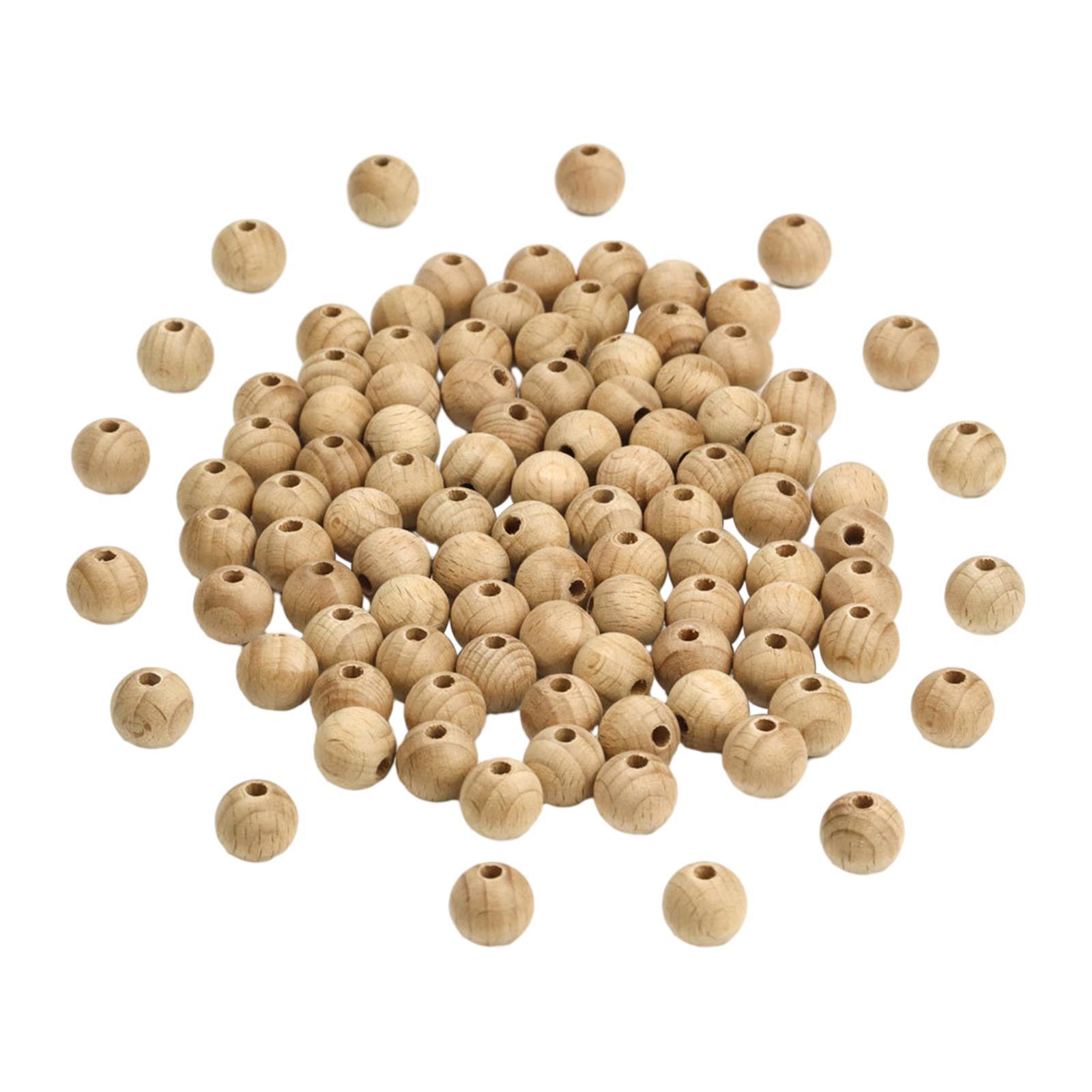 50x Wooden Beads Spacer Beads Craft Round Beads Unfinished Wood Beads for Tiered Tray Decor Party Holiday Decoration Supplies