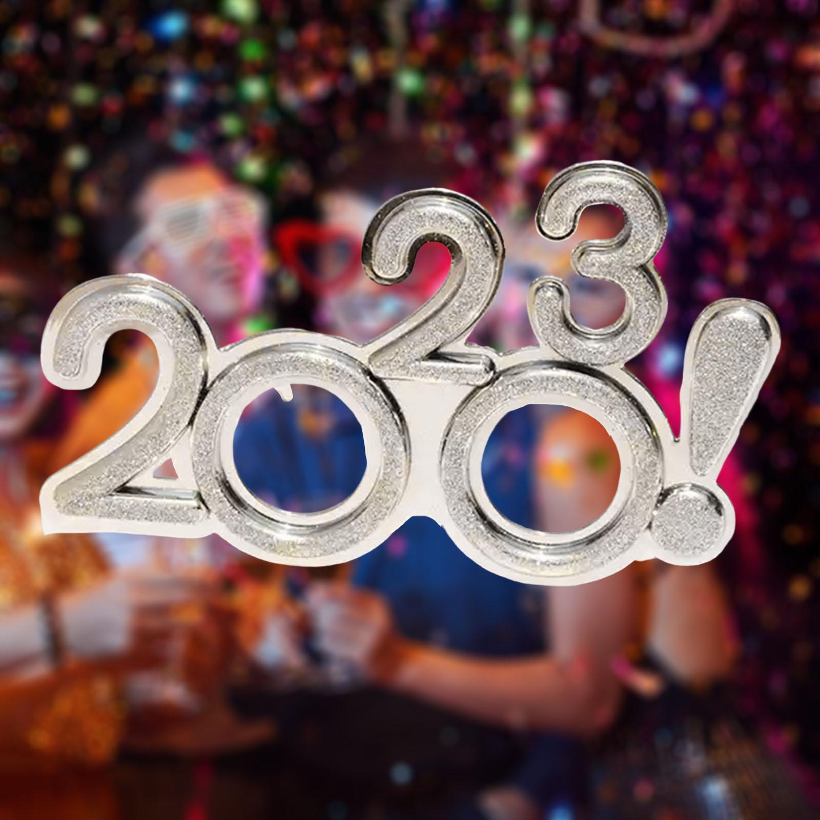 2x New Years Glasses Funny Glitter 2023 Glasses Eve Party Supplies for Kid