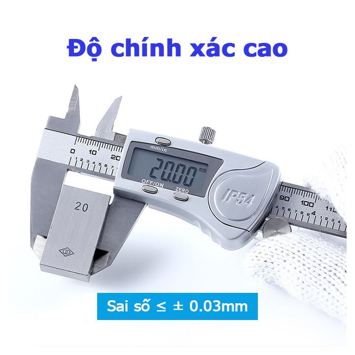 Thước kẹp điện tử thép không gỉ tiêu chuẩn công nghiệp IP54 độ chính xác cao