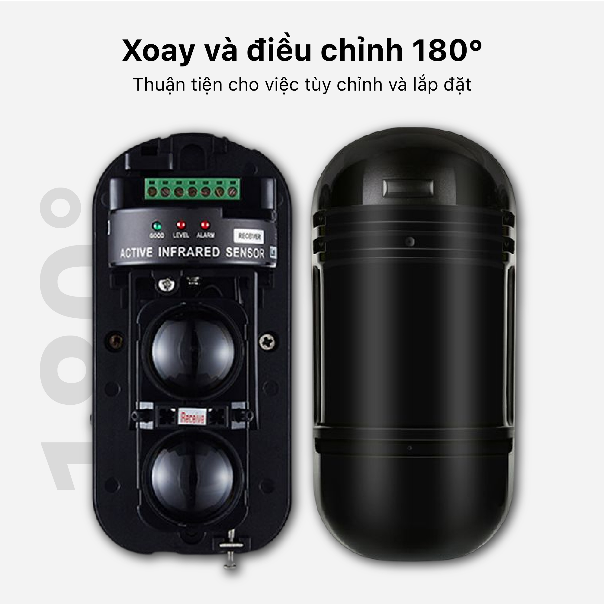 Cảm biến chống trộm hàng rào độc lập PINGRON PR-DB100T - Chống nước IP66, hạn chế báo động giả, khoảng cách 100M