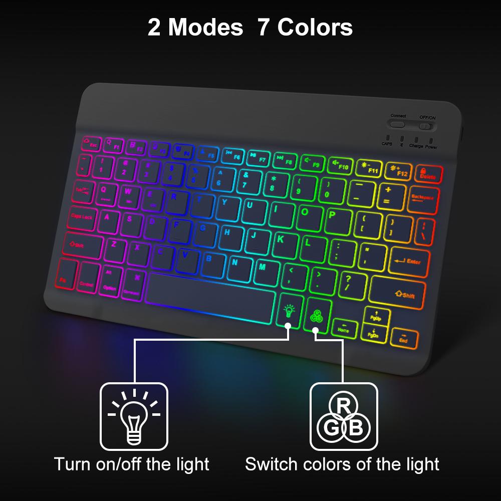 Backlit 10 inch cho bàn phím và bàn phím bluetooth có đèn nền cho chuột cho bàn phím và chuột không dây windows android iOS