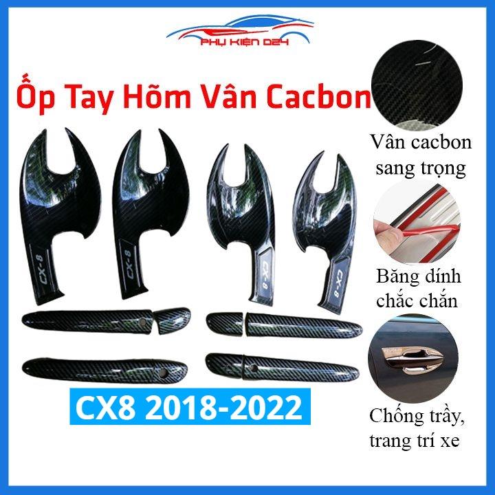 Ốp tay nắm hõm cửa chống trầy Mazda CX8 CX-8 2018-2019-2020-2021-2022 vân cacbon/titan/mạ crom bảo vệ cửa xe ô tô