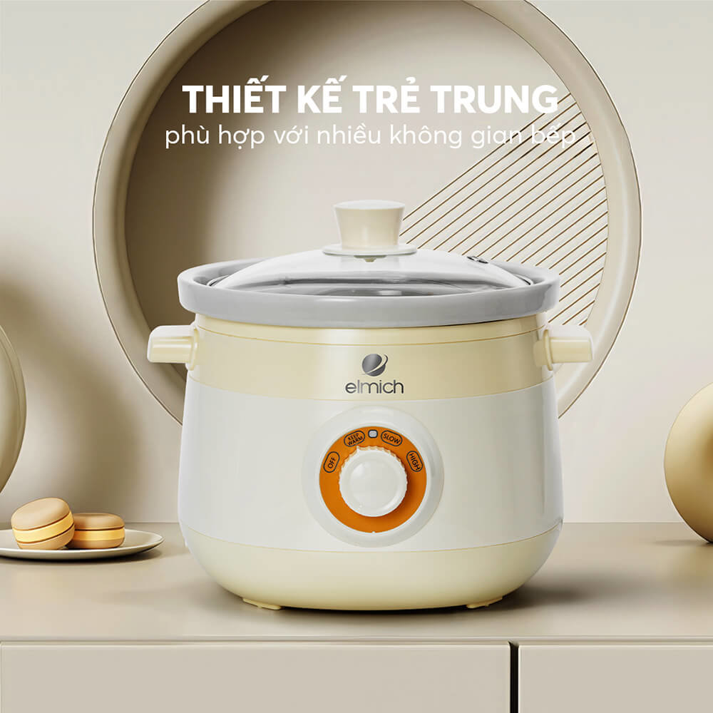 Nồi Nấu Chậm 2L Elmich SCE-8525: Chuyên Gia Nấu Cháo, Kho Cá, Chưng Yến - Hàng chính hãng