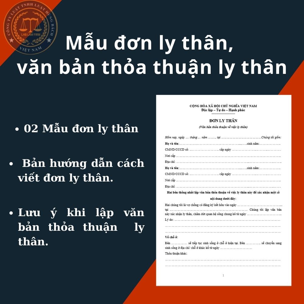 Mẫu đơn ly thân + tài liệu luật sư hướng dẫn chi tiết