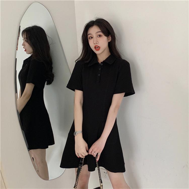 Đầm Polo Nữ Túi Trước Cộc Tay Triết Eo Cổ Bẻ