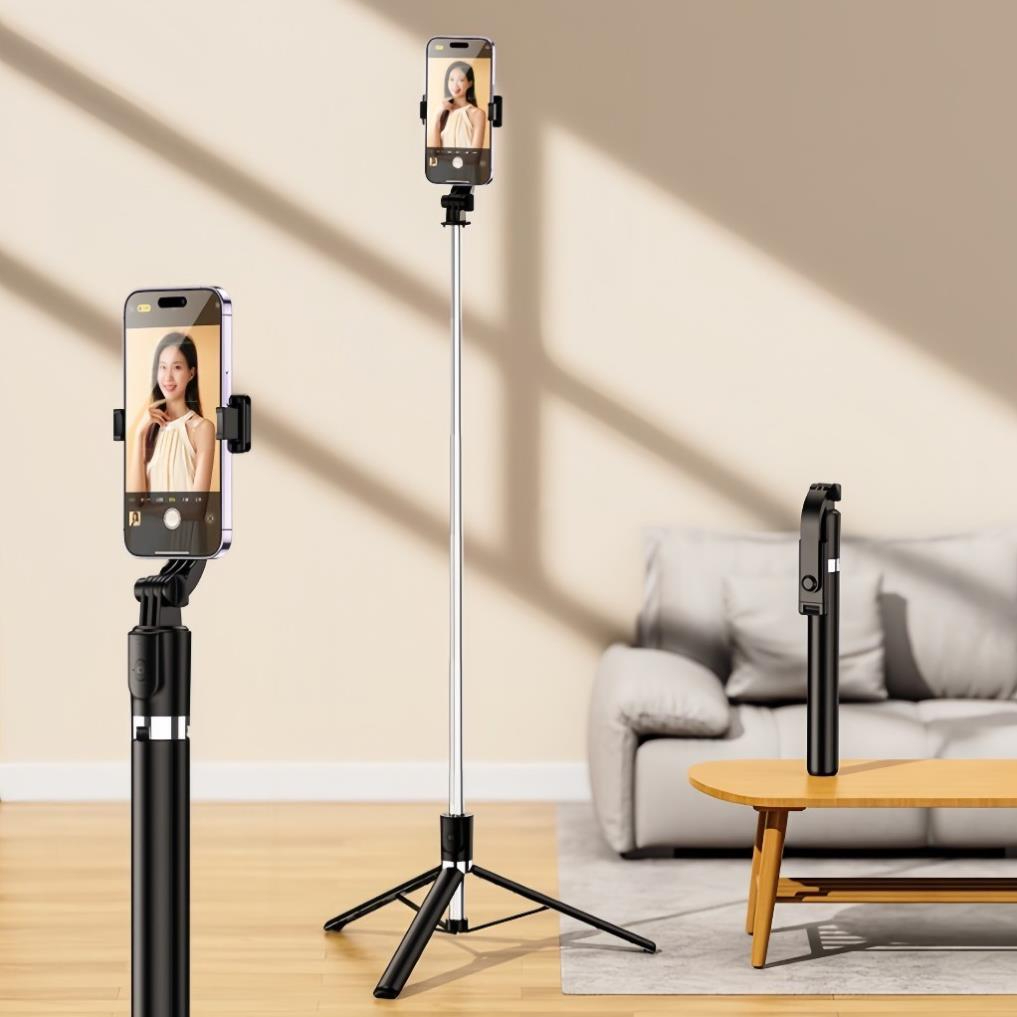Gậy Tripod chụp ảnh tự sướng Selfie 3 chân gấp gọn 30cm, kéo dài 1M7 điều khiển từ xa có đèn Tripod chụp ảnh livestream - Hàng nhập khẩu