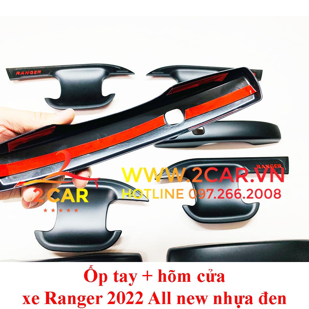 Ốp tay nắm, Hõm Cửa Xe Ford Ranger 2022 2023 nhựa đen cao cấp