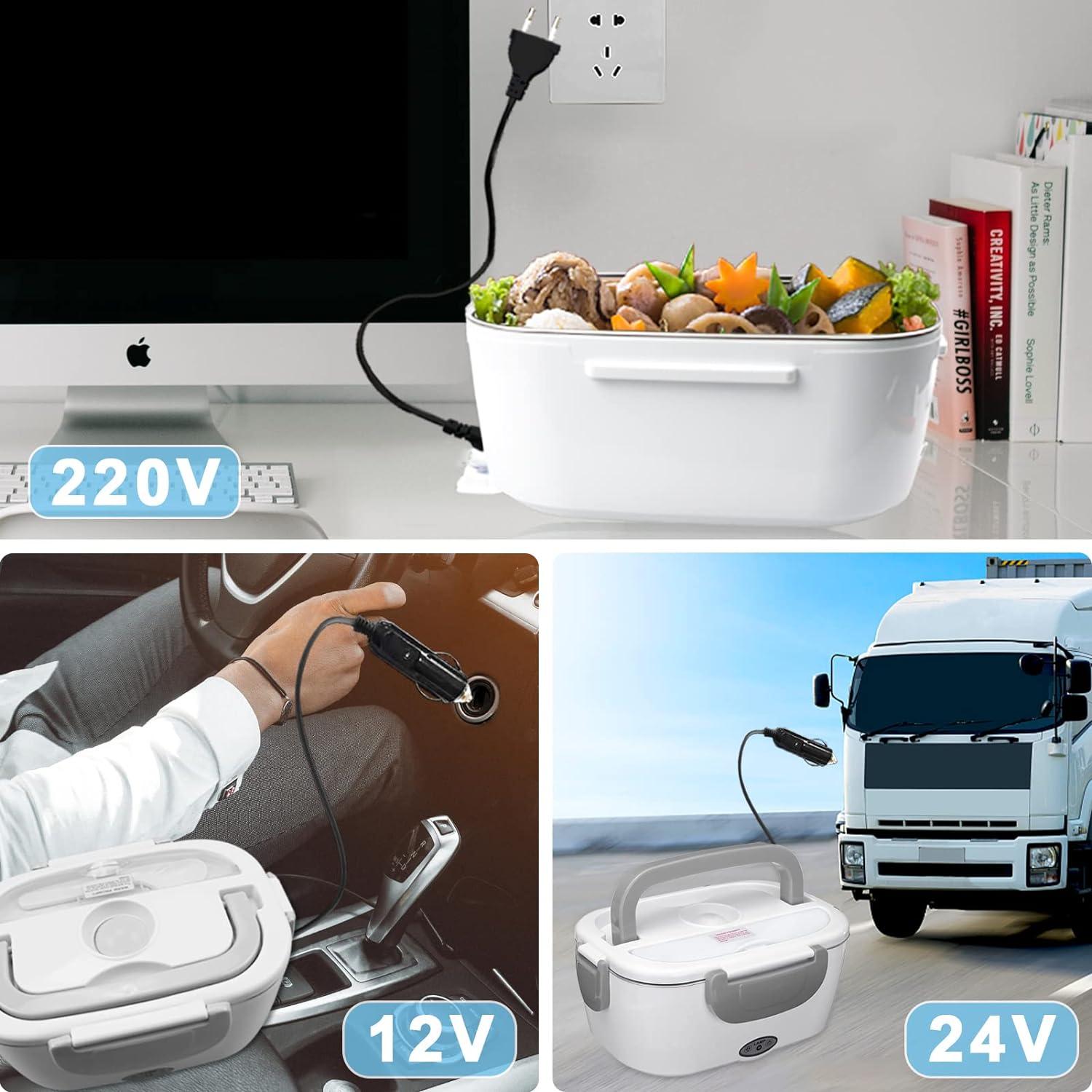 Hộp Cơm Giữ Nhiệt Hộp Cơm Giữ Nhiệt Điện 1.5L Hộp Cơm Giữ Nhiệt 12V 24V 220V 40W Hộp Thực Phẩm 3 Trong 1 Hộp Cơm Inox Tráng Cách Nhiệt Hộp Cơm Trưa
