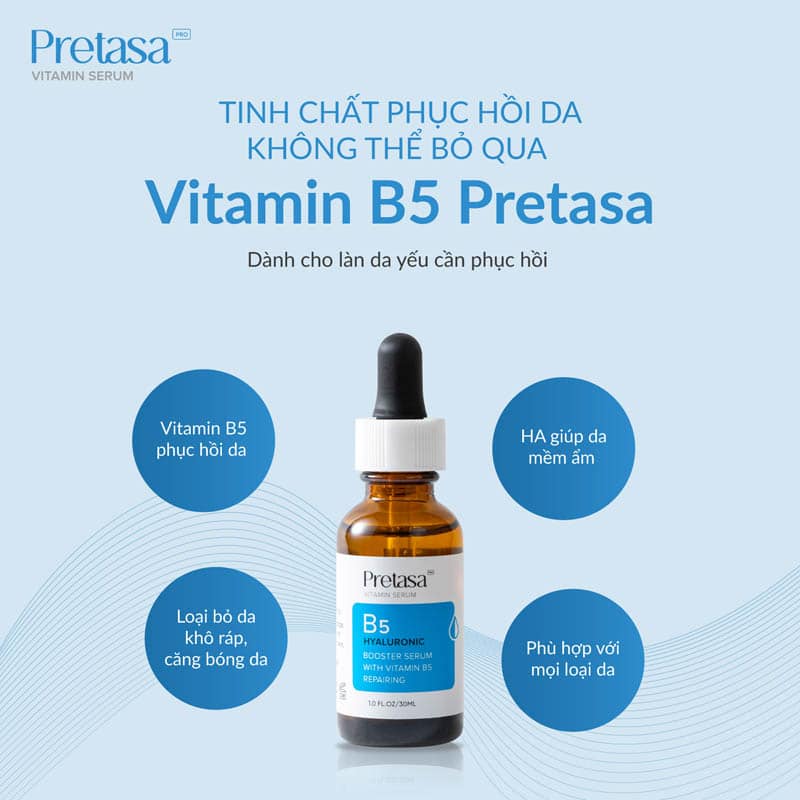 Serum cấp ẩm phục hồi da PRETASA B5 Hyaluronic - Hàng Chính Hãng