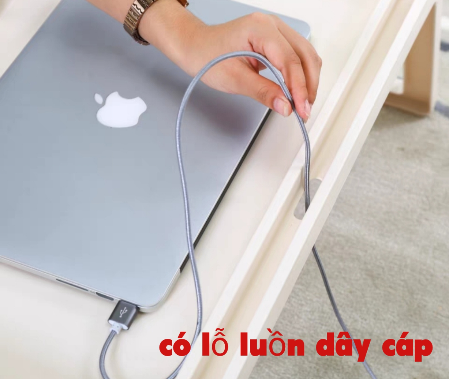 Bàn làm việc, đọc sách gấp gọn bàn học sinh - sinh viên có khe để ipad và cắm bút sử dụng gọn gàng