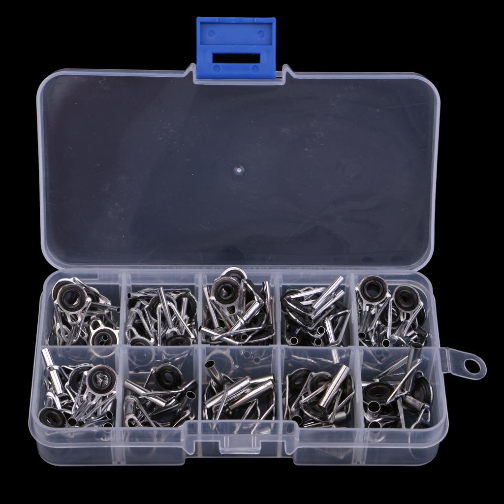 80Pcs/box Heavy Duty Sea Boat Fishing Rod Guides Top Tips Pole Rod Eye Rings