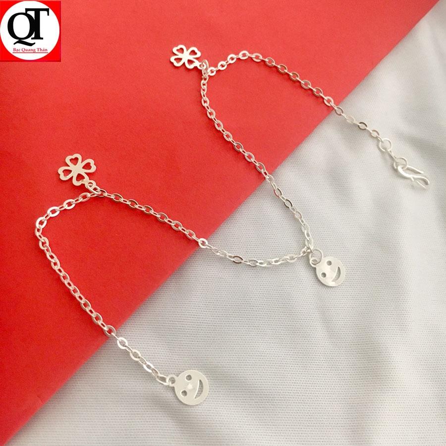 Lắc chân nữ hình nơ chất liệu bạc gắn đá cobic cao cấp trang sức Bạc Quang Thản - QTLC9
