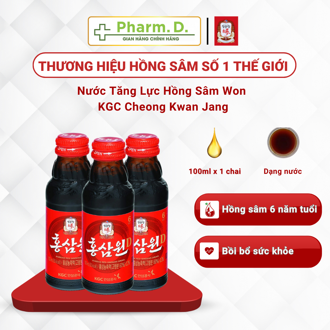 Nước Tăng Lực Hồng Sâm Won KGC Cheong Kwan Jang (100ml x 1 chai, 10 chai)