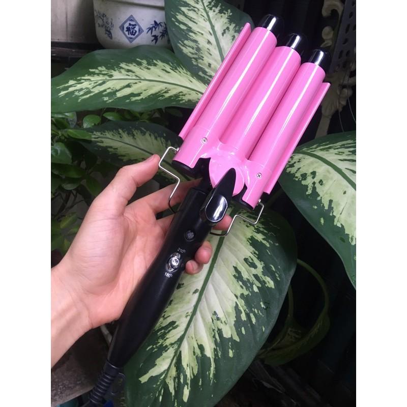 Máy uốn tóc 3 trục dập sóng nước làm tóc đẹp chuẩn salon tóc, uốn sóng nước HE19