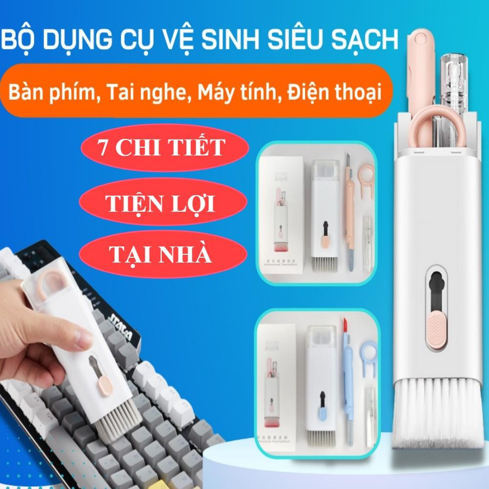 Bộ Dụng Cụ Vệ Sinh 7 Trong 1 - Dùng cho Bàn Phím, Máy Tính, Tai Nghe Đa Năng - Siêu Tiện Lợi Nhỏ Gọn - Dễ Dàng Đem Theo