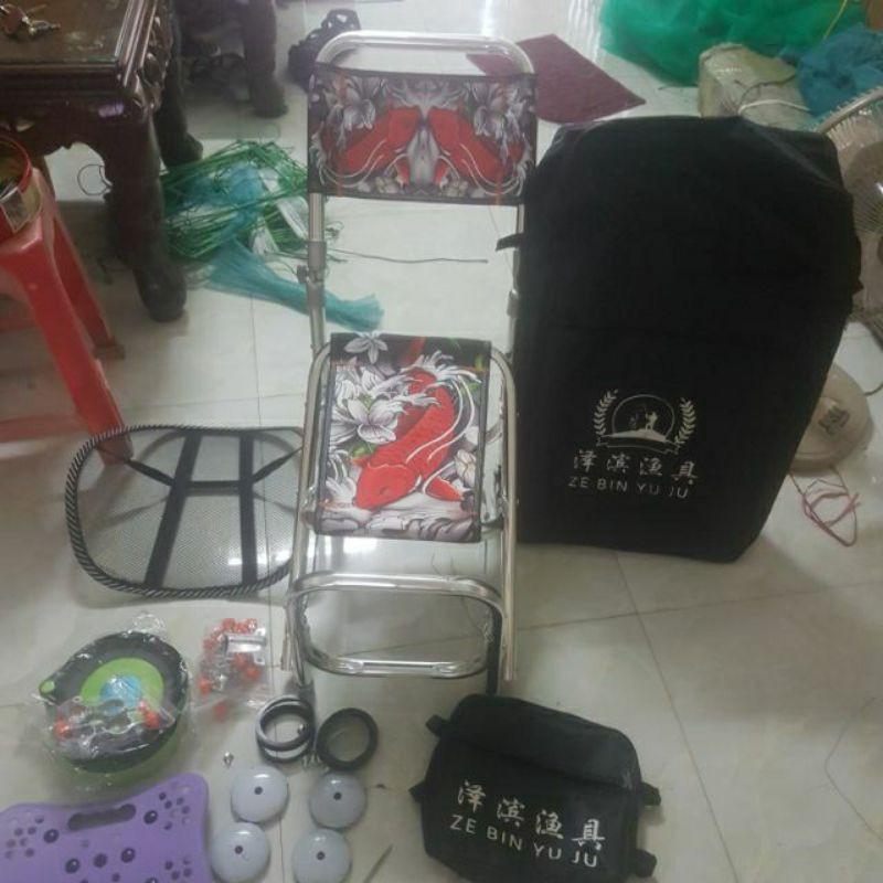 Combo ghế câu địa hình + ô câu cá