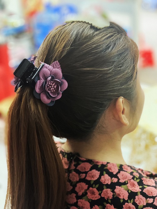 Kẹp Tóc Càng Cua 3 Răng Hoa Có Lá (nhiều màu lựa chọn)