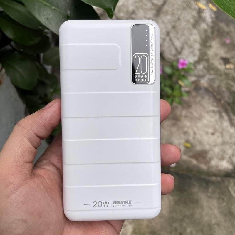 Pin dự phòng sạc nhanh Remax RPP-316 Noah Series 20000mAh an toàn đi máy bay - hỗ trợ QC 22.5W và PD 20W - Hàng Chính Hãng