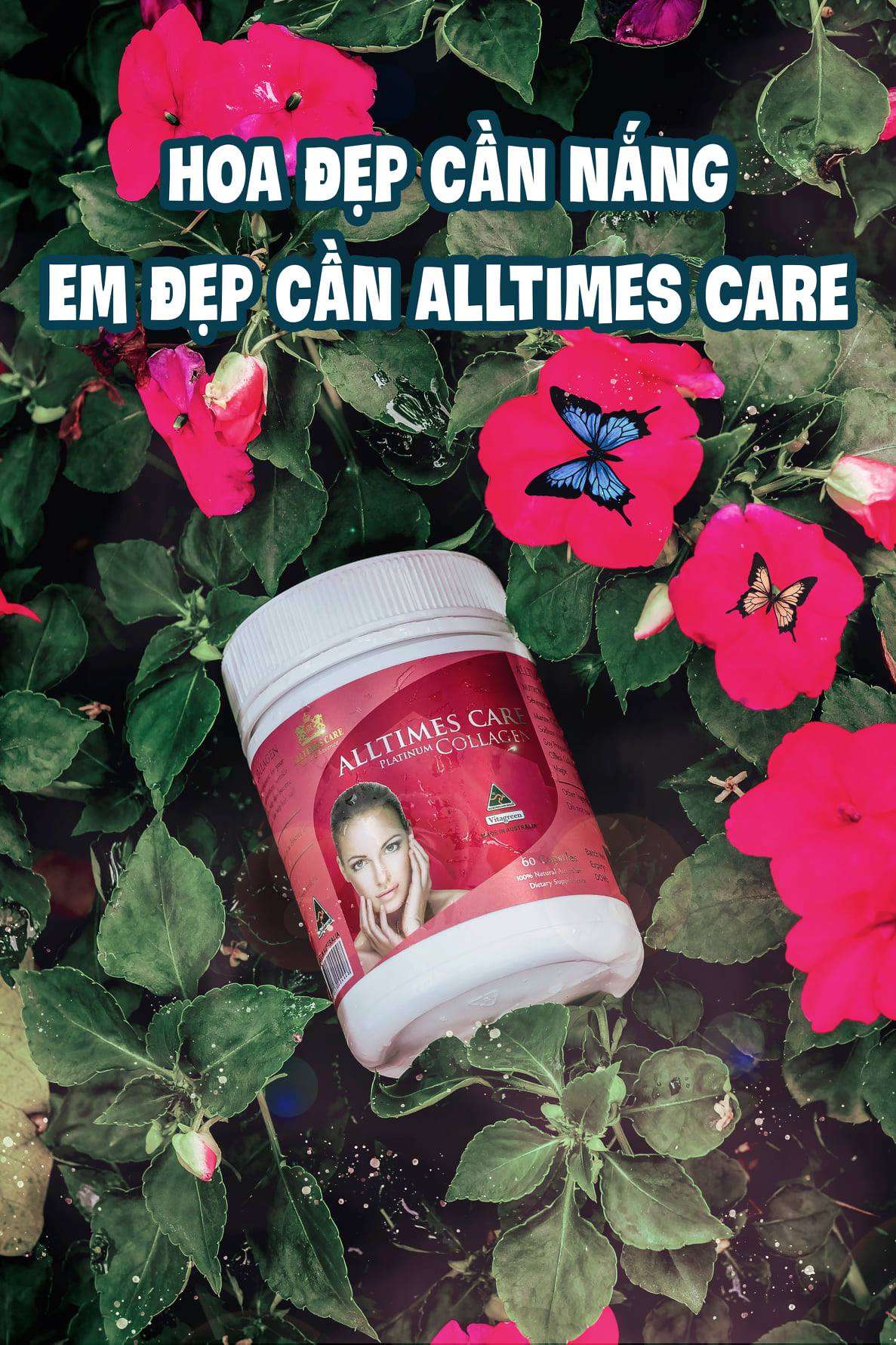 Thực phẩm bảo vệ sức khỏe hỗ trợ làm chậm quá trình lão hóa da ALLTIMES CARE PLATINUM COLLAGEN - Hộp 60 viên