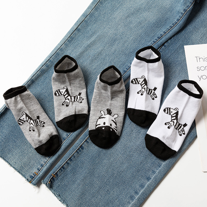 Combo 5 đôi tất vớ cổ ngắn cotton họa tiêt bò sữa kute An Nhiên Shop
