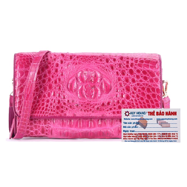 Túi đeo nữ da cá sấu Huy Hoàng màu hồng HC6260