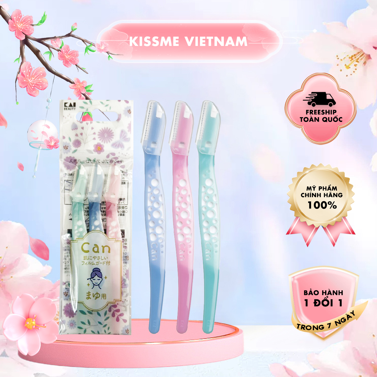 Dao Cạo Lông Mày Cán Nhựa Lưỡi Dao Thép Không Gỉ Kai For Women 17827