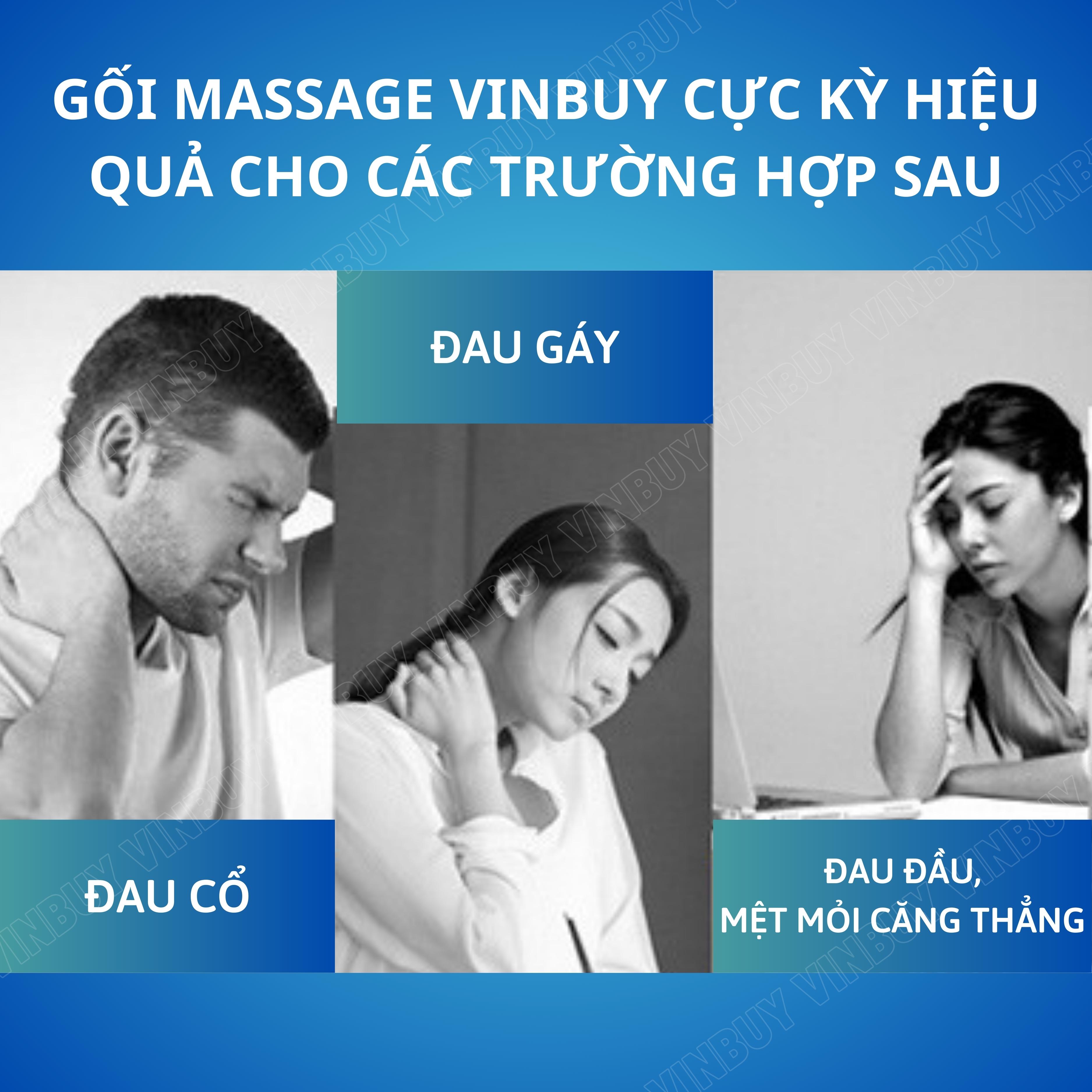 Gối Massage Cổ Vai Gáy Hồng Ngoại VINBUY, Máy Massage Cổ Vai Gáy 2 Chiều - Mát Xa Chuyên Sâu Cho Cổ, Vai Gáy, Lưng Dưới, Đùi, Chân - Sử Dụng Tại Nhà, Văn Phòng, Trên Ô Tô - Hàng Chính Hãng