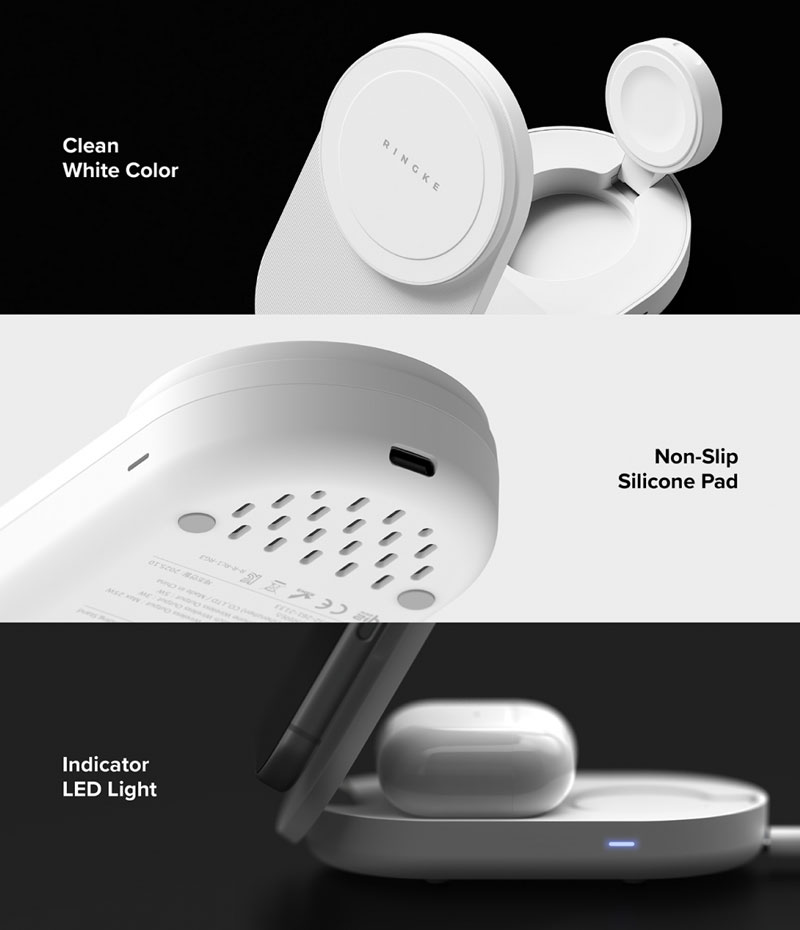 Đế sạc Ringke Stand Qi2 25W 3-in-1 Folding Magnetic Wireless Charger - Hàng Chính Hãng