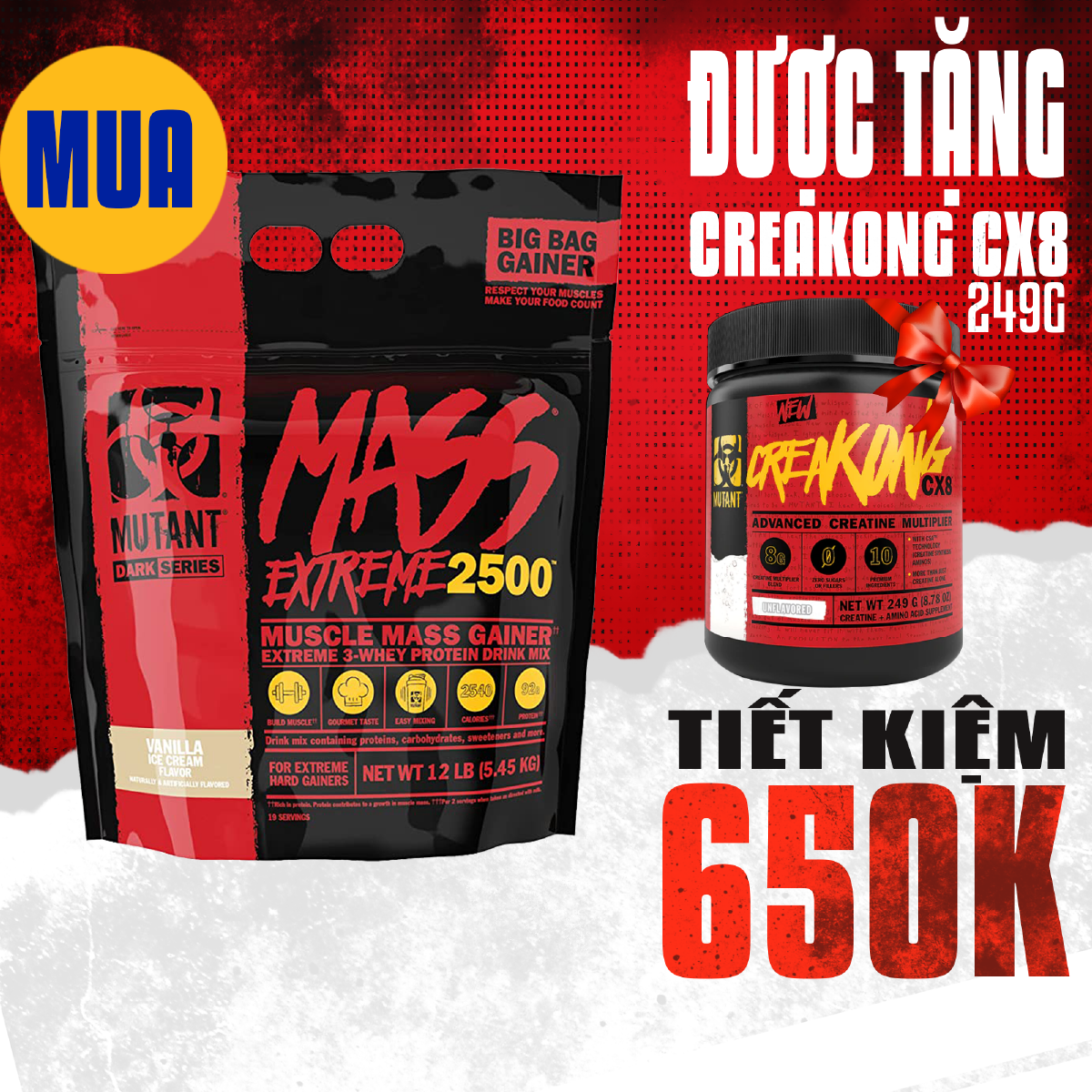 Sữa Tăng Cân Mutant Mass Extreme 2500 12Lbs – Túi 5.45Kg