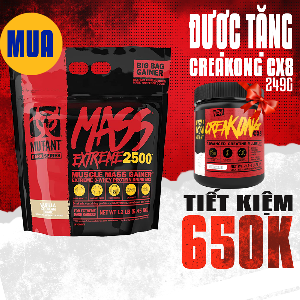 Sữa Tăng Cân Mutant Mass XXXTreme 2500 12Lbs - Túi 5.45Kg