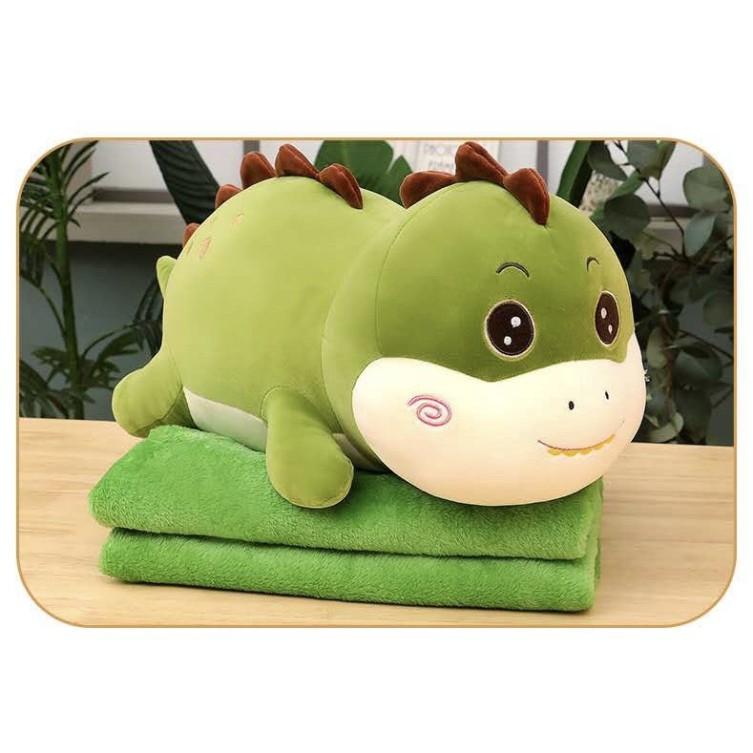 Bộ chăn gối văn phòng Bò xinh,Mèo xinh Cua xinh, Khủng long đáng yêu. Gấu bông đẹp cho bé chất vải miniso