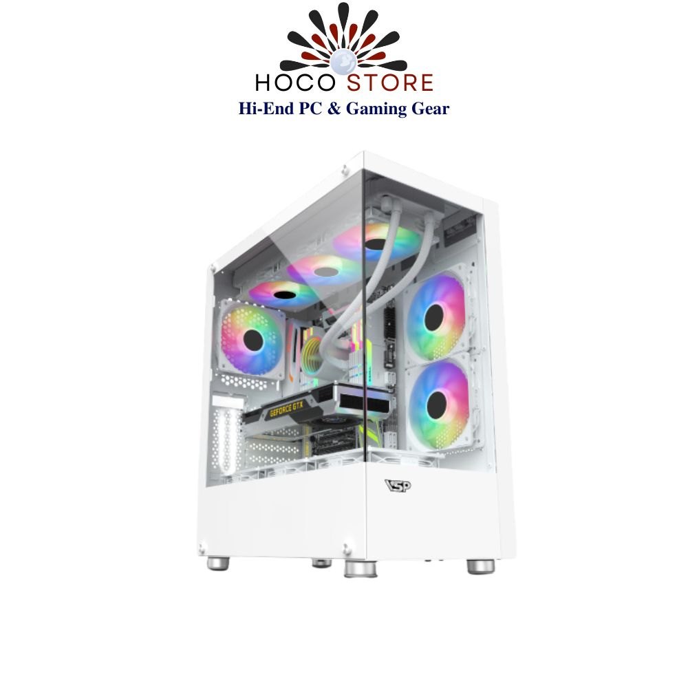 Hình ảnh Vỏ Case Máy Tính VSP Gaming bể kính AX4 2 Mặt Kính - Full ATX Case 2 Mặt kính chuyên tản Custom, AIO - Hàng chính hãng