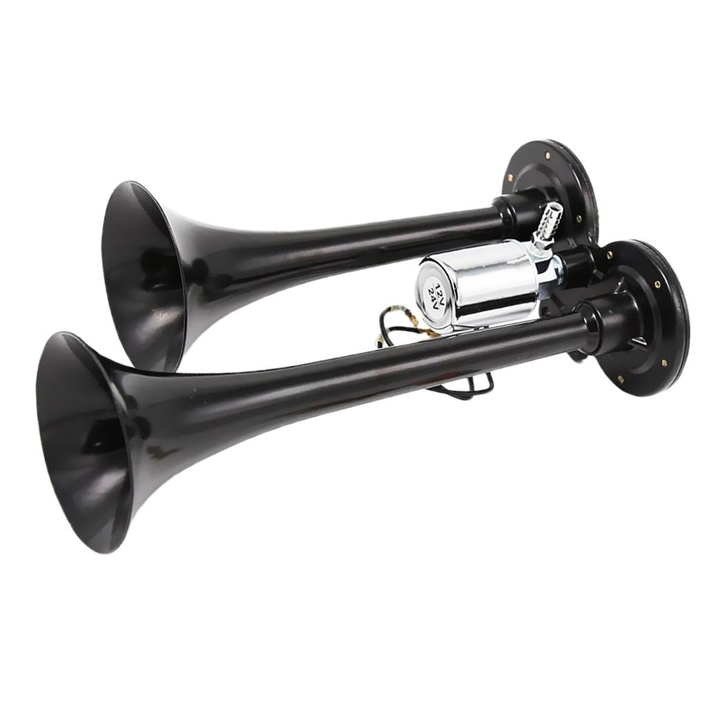 Car Motorcycle 150dB Dual Trumpets Train Air Horn with Electric Solenoid