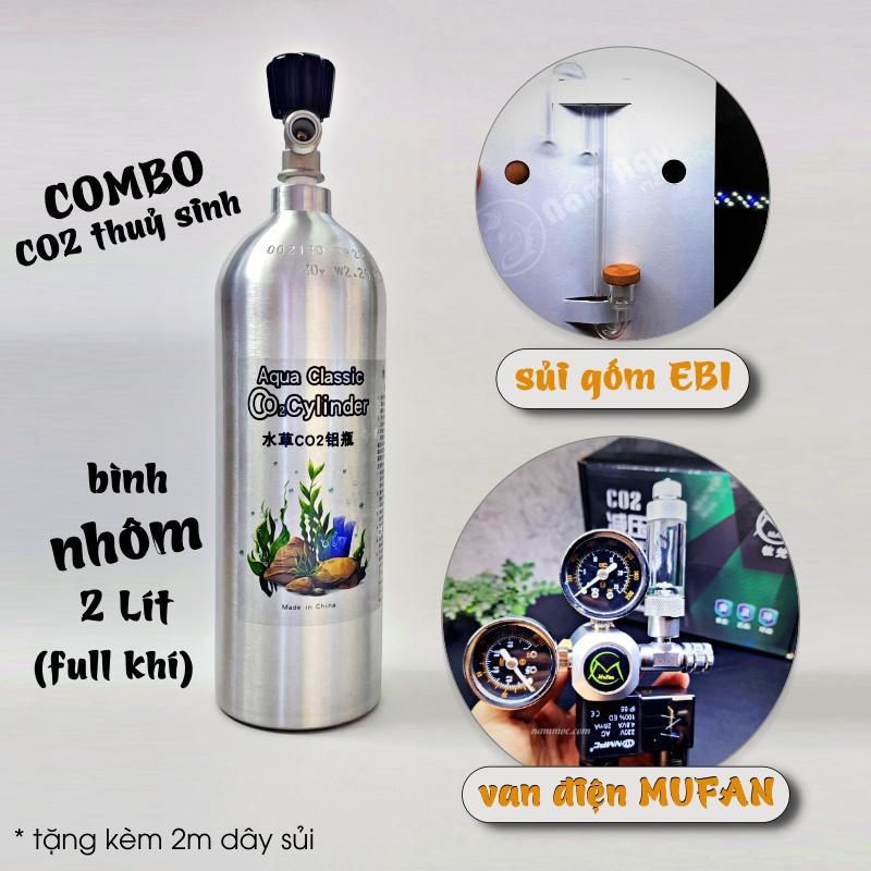 COMBO CO2 NHÔM 2 LÍT + Van Điện Mufan & Cốc Sủi || Bộ CO2 Nhôm Cho Hồ Thuỷ Sinh