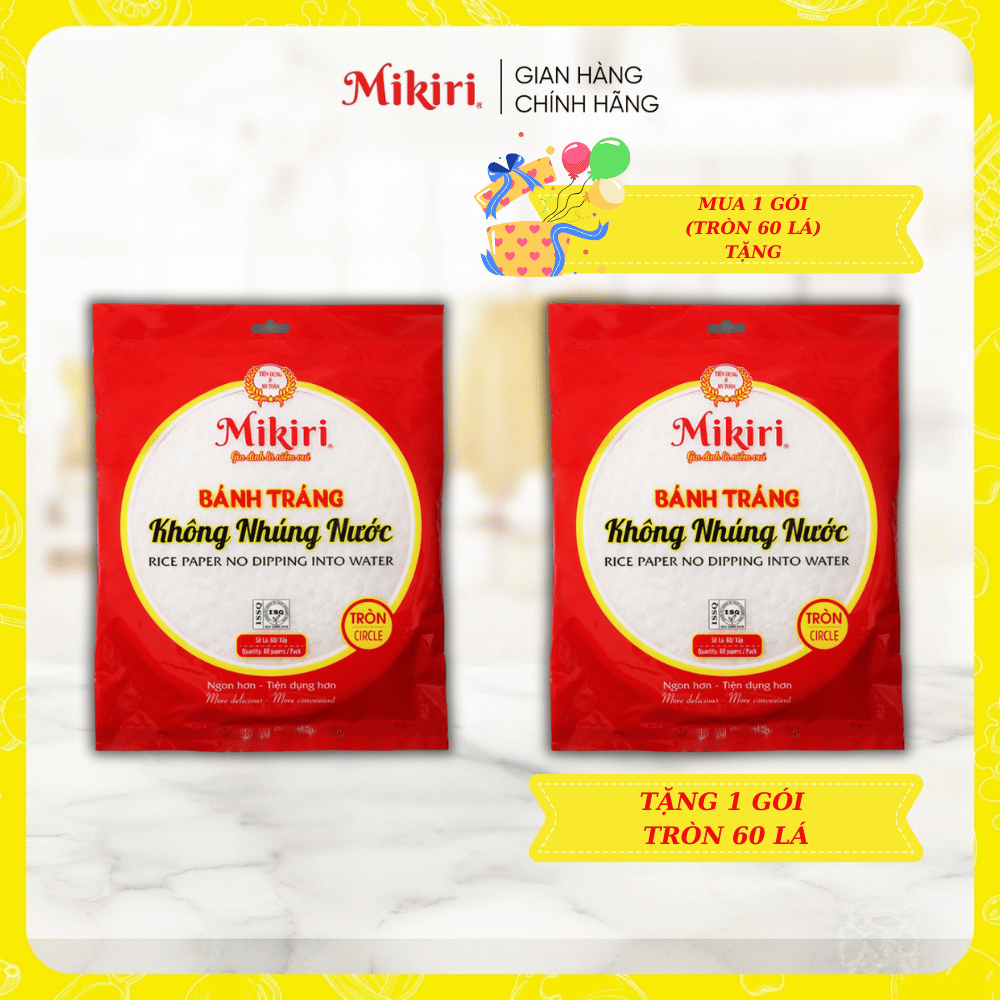 MUA 1 TẶNG 1 - Bộ 2 Bánh tráng Mikiri không nhúng nước vuông tròn lớn - ăn vặt - tiện lợi