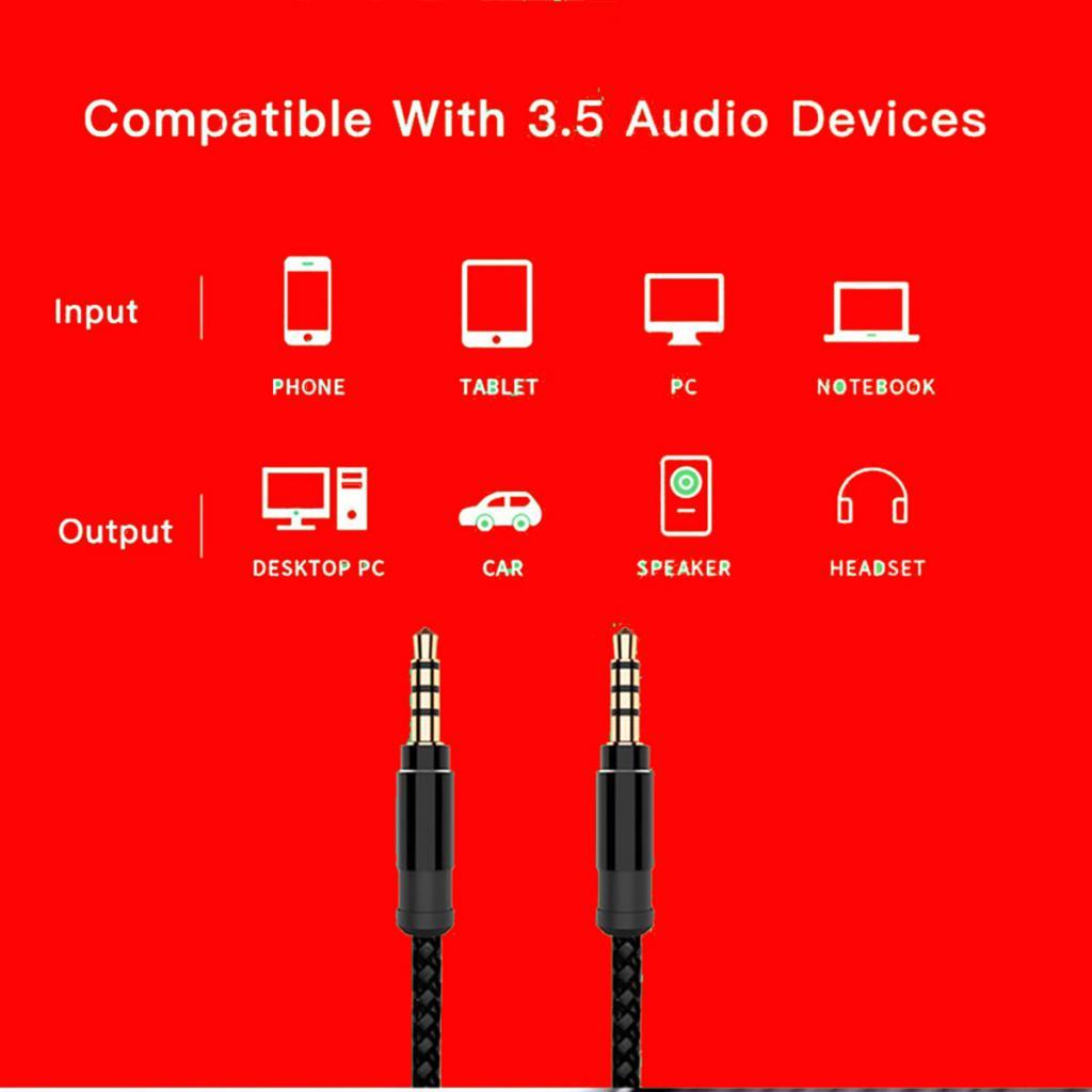 3.5mm Aux Audio Cable Nylon Braided Tablet AUX Audio HiFi Cord 1.5m 4.9ft