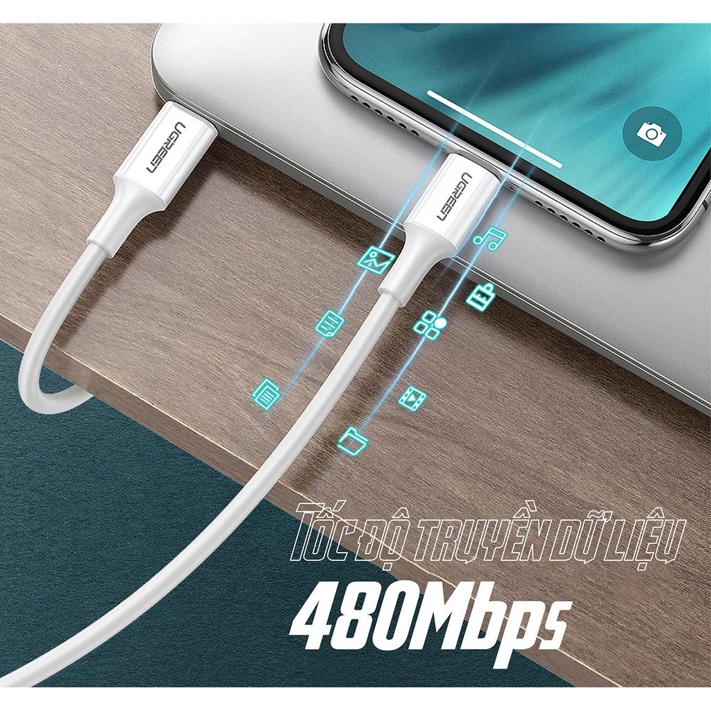 Cáp sạc nhanh MFI USB-C ra Lightning UGREEN US171 - Sạc nhanh PD 18W cho iPhone 8 đến iPhone 12 - Hàng Nhập Khẩu