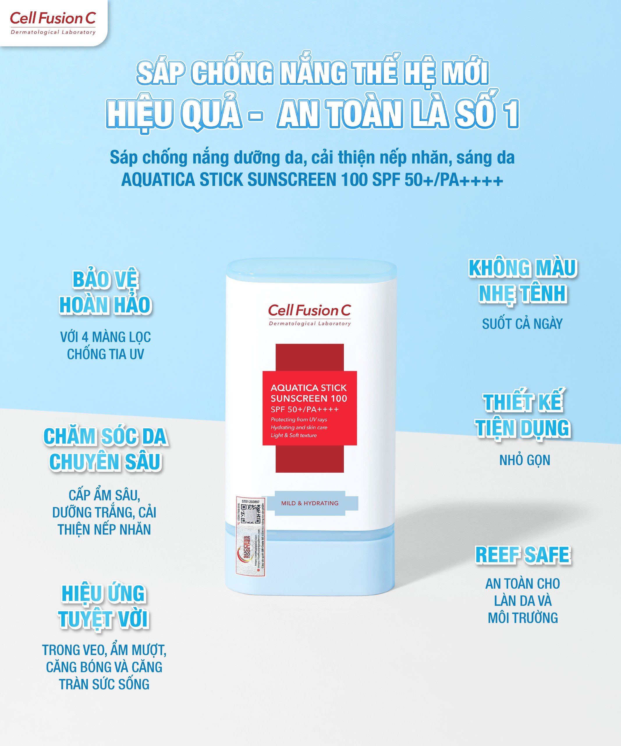 Sáp chống nắng dưỡng da, cải thiện nếp nhăn, sáng da AQUATICA STICK SUNSCREEN 100 SPF 50+/PA++++