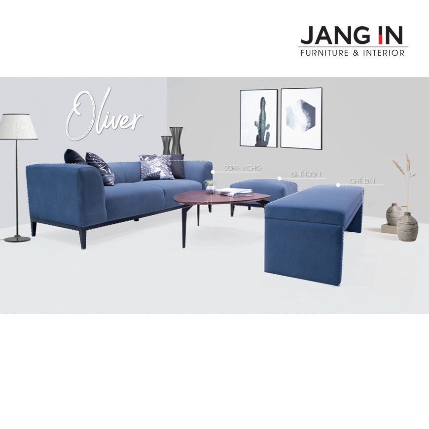 Ghế đôn dài  Oliver 1.5m Easy-Clean Navy Jang In 1701700001-02