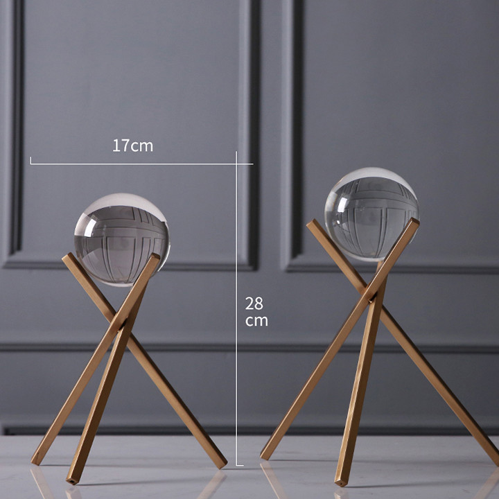 Trang Trí Để Bàn - Bộ 2 Cầu Thủy Tinh Đế 3 Chân DH-FDR013