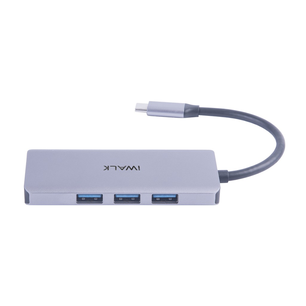 Hub chuyển đổi USB-C iWalk ADH003 7-in-1 4K HDMI, Quick Charge PD 3.0 60W với 7 cổng 3*USB/HDMI/SD/TF/Type C dành cho Macbook  Pro, iPad Pro và các thiết bị cổng Type-C - Hàng chính hãng