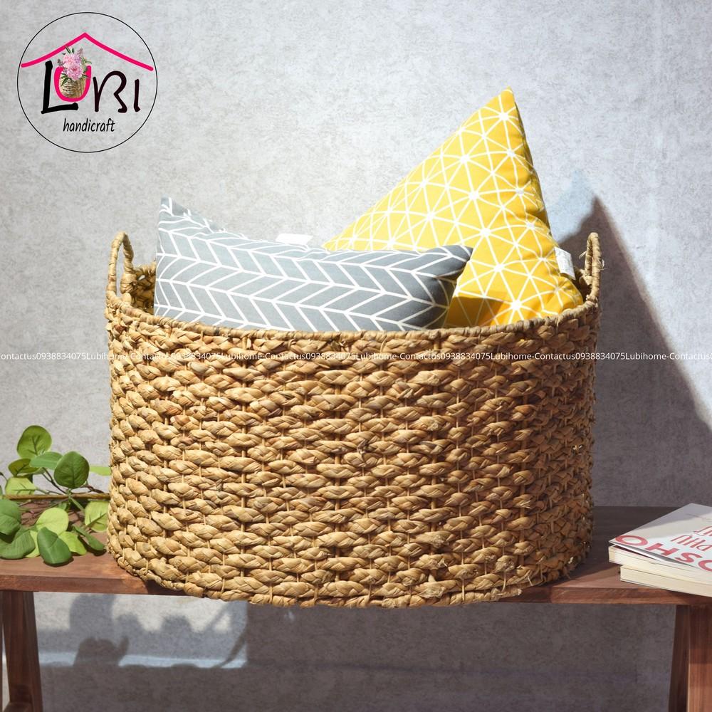 Lubi Home - Sọt đựng đồ lục bình hình oval đan bím - đơn giản, sang trọng