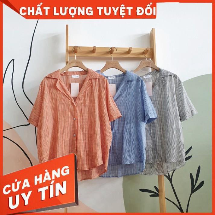 Áo Sơmi Caro nhí tay ngắn, cổ vest /hình thật