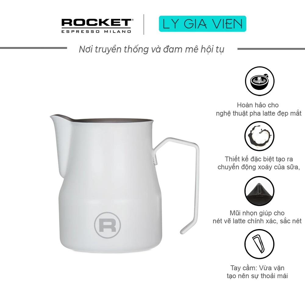 Ca Đánh Sữa Inox Rocket Milk Jug Matt White