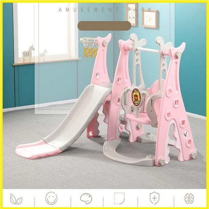 Bộ cầu trượt cho bé + xích đu bóng rổ mẫu tiêu chuẩn