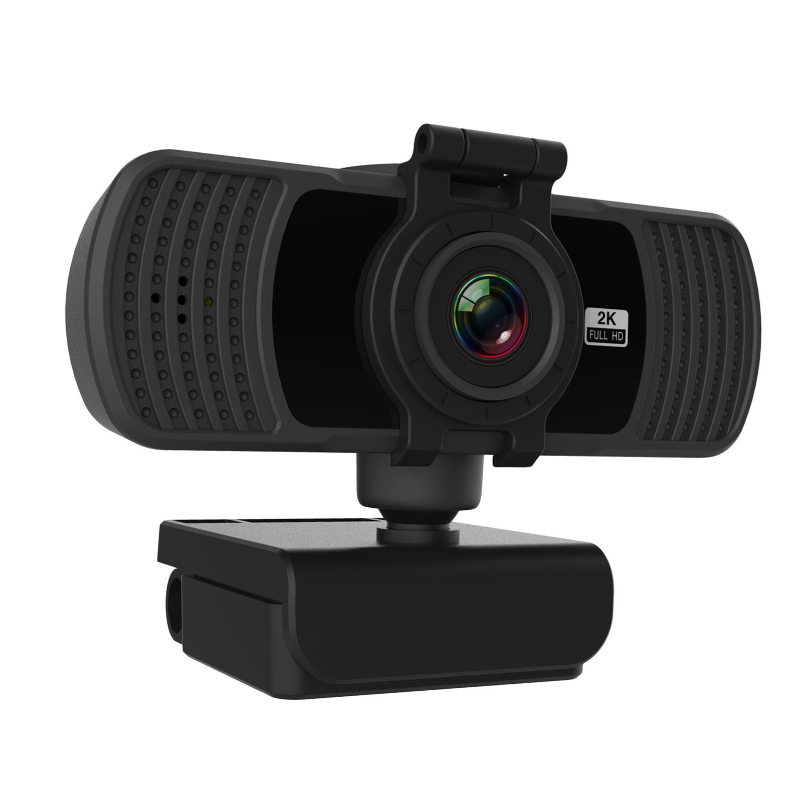 Webcame with Microphone Privacy Cover, 2K HD USB Web Camera PC Webcam with 360 Degree Rotation,Flexible Rotatable Clip for Recording, Streaming C6