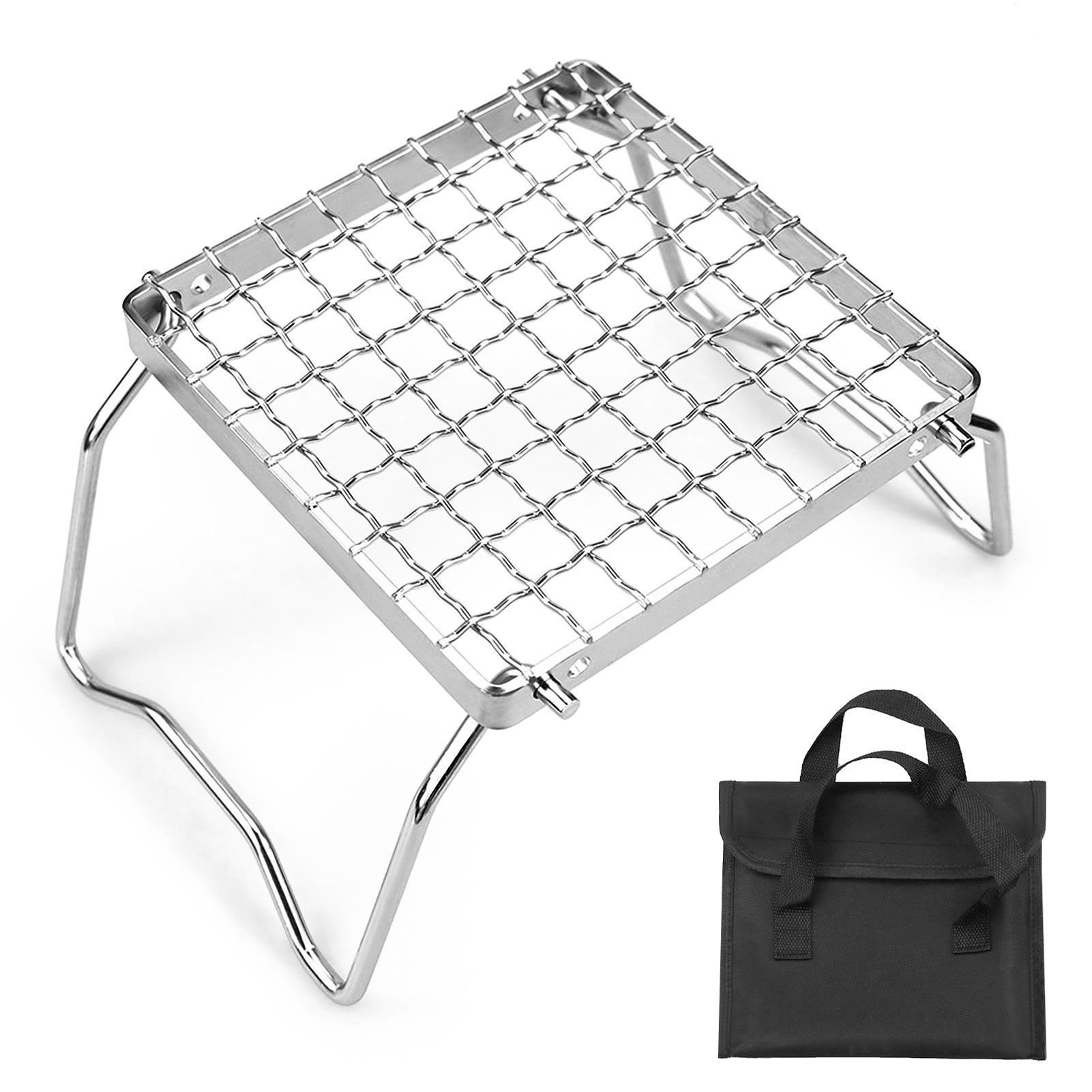 Mini Stainless Steel Grill Folding Stove Stand Barbecue Grill Camping Pot Holder BBQ Net Ultralight Firewood Rack Plate