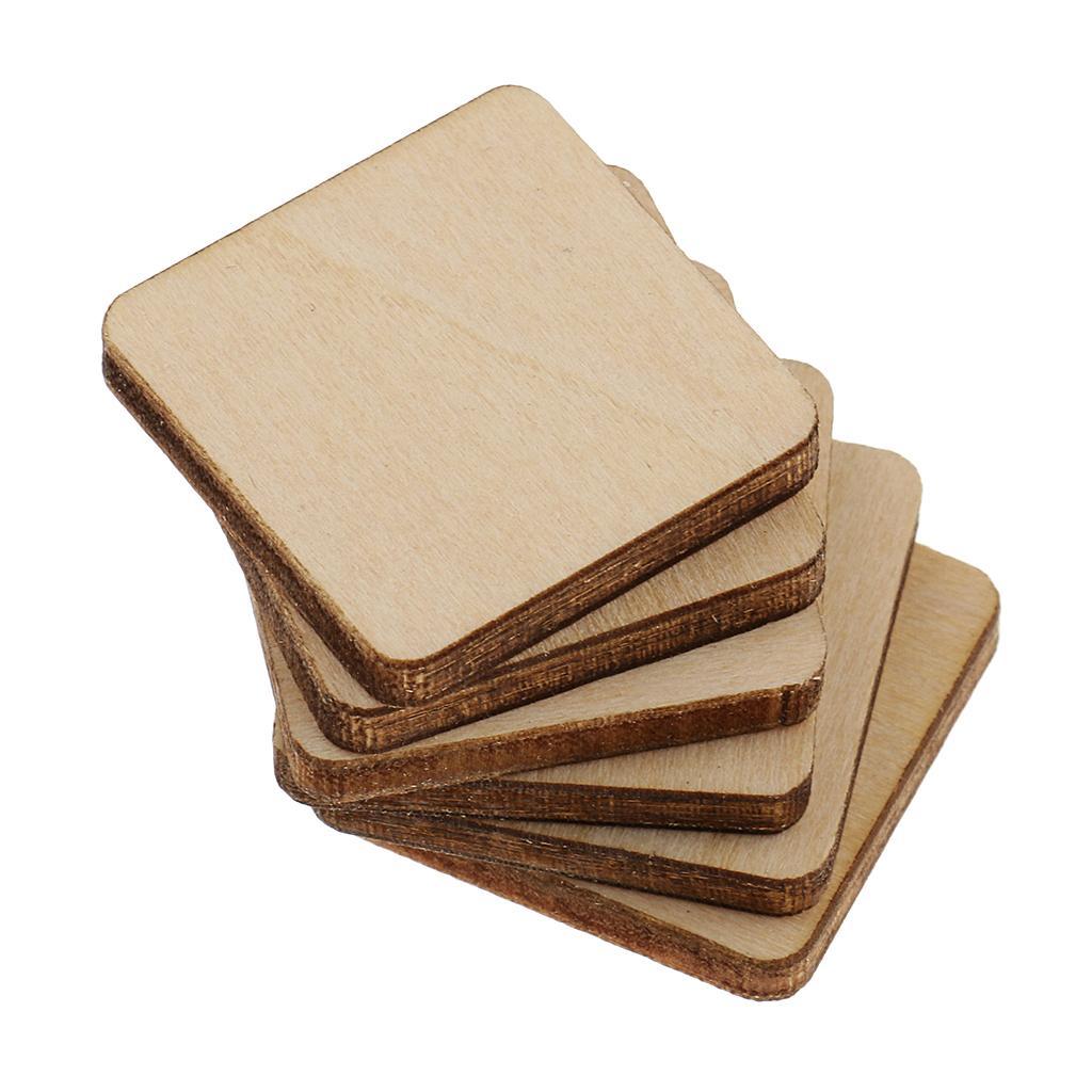 Multiple Shape MDF Unfinished Wooden Pieces Blank Plaque DIY Craft 60 Pieces